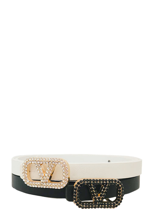 RHINESTONE V BUCKLE BELT